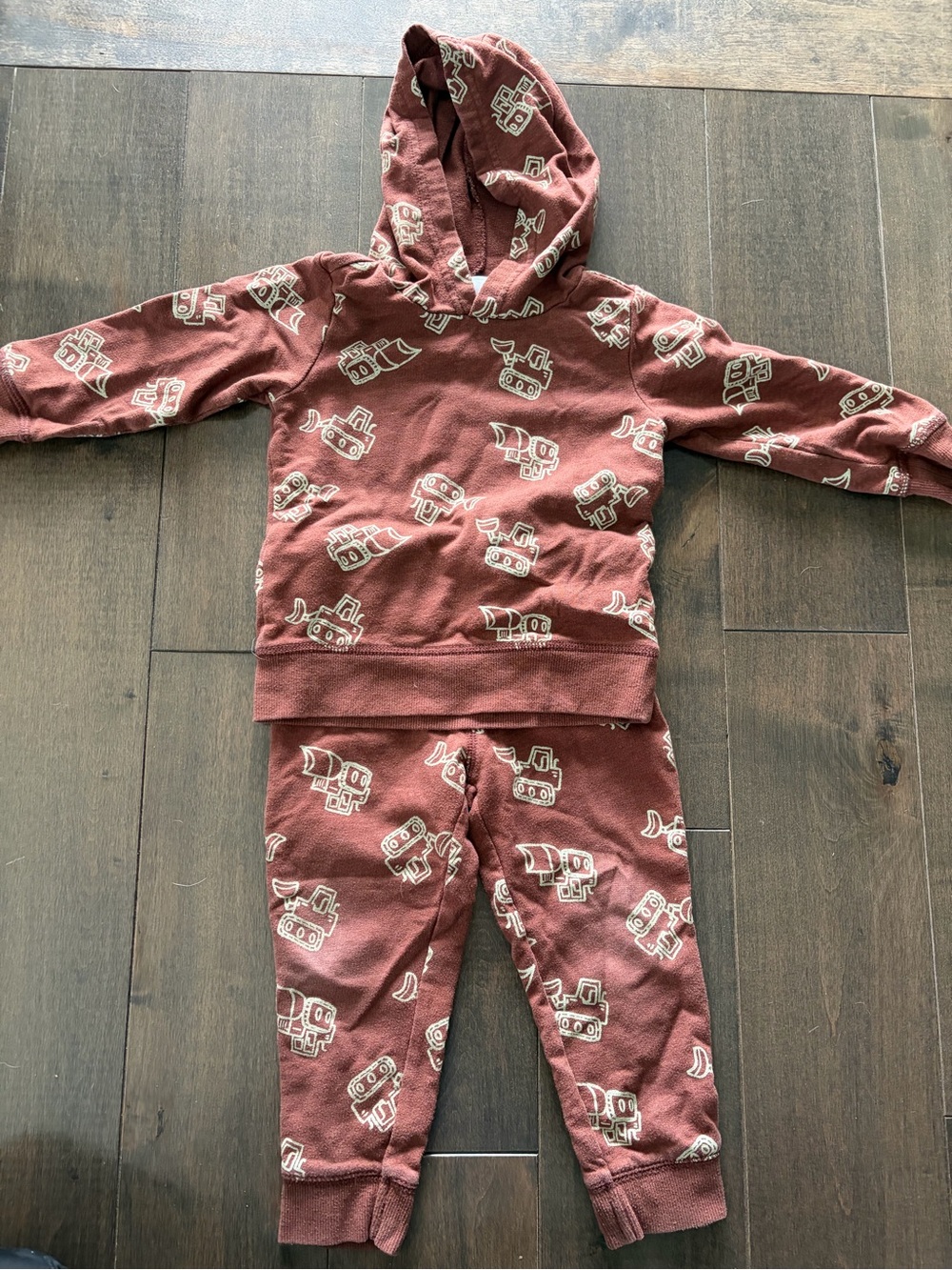 Carter's Rust Hooded Set with Cream truck Print